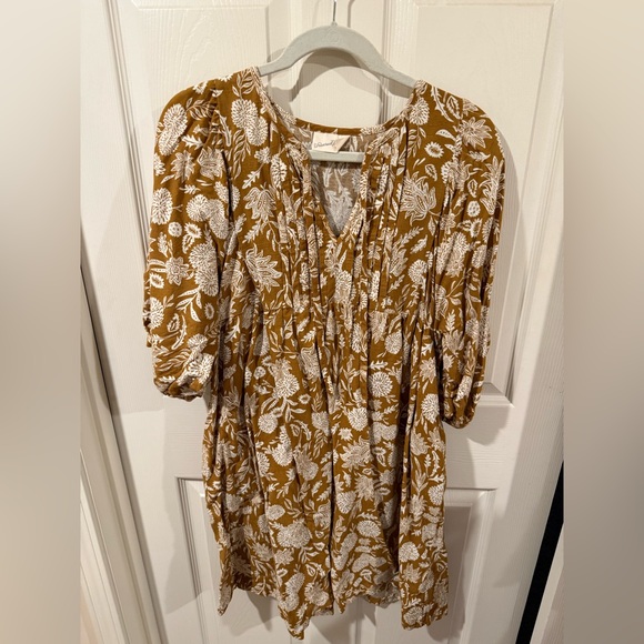 Dresses & Skirts - Mustard Floral V-Neck Boho Dress